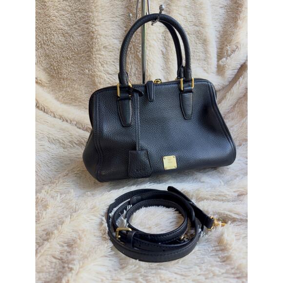 MCM Pebbled Leather Two-Way Handbag - Black - Picture 1 of 15
